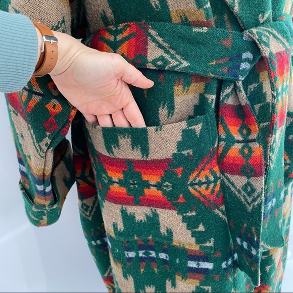 Pendleton RARE Wool Aztec Long Blanket Coat Made In USA - Picture 5 of 13